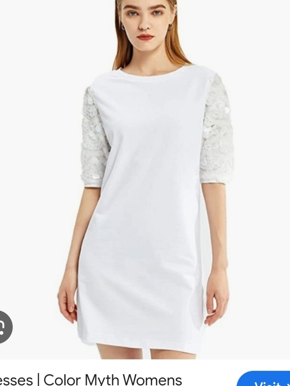 Women’s White Lace Sleeve Shift Dress